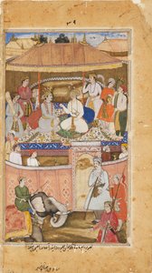 Krishna, Indra kılığında bir krala tavsiyede bulunur, 1598 by Sadiqi Beg