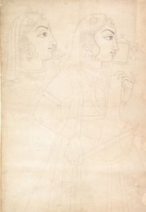 Şarkıcı ve Sarinda Oyuncusu, ca. 1800. by Sahib Ram
