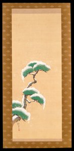 Hanging Scroll Depicting A Snow Clad Pine, from A Triptych of the Three Seasons, Japanese, early 19th century  by Sakai Hoitsu