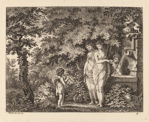 Çeşmede Üç Kızla Eros, 1770. by Salomon Gessner