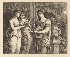 İki Kızlı Heykelcik Satıcısı, 1770. by Salomon Gessner