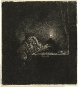 Mum Işığında Bir Masada Öğrenci by Salomon Savery