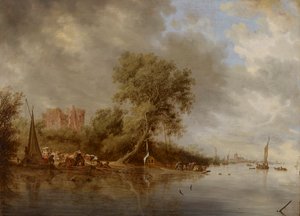 Egmond Kalesi Harabeleri ile Nehir Manzarası, 1641. by Salomon van Ruisdael or Ruysdael