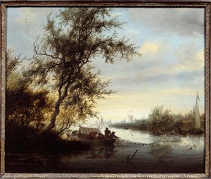 Teknedeki Kızkardeşler Tablosu Solomon Van Ruisdael (Ruysdael) (1600-1670) (ec.flam.) 17. yüzyıl Compiegne, kale müzesi by Salomon van Ruisdael or Ruysdael