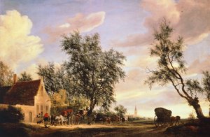 White Swan Inn, Salomon van Ruysdael tarafından (1602-1670 dolaylarında) by Salomon van Ruisdael or Ruysdael