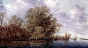 Ormanlık Nehir Manzarası by Salomon van Ruisdael or Ruysdael
