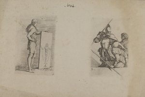 (Figürin Serisi) Uzun Saçlı Adam Elinde Tabela by Salvator Rosa