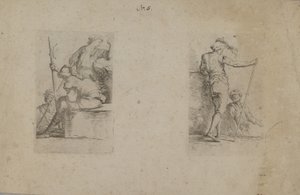 (Figürin Serisi) Oturan Adam, Arkadan Görünüyor, Elinde Balta Tutuyor by Salvator Rosa