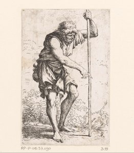 Bir sopa ile yaşlı adam Küçük rakamlar (dizi adı) Heykelcik (seri adı) by Salvator Rosa