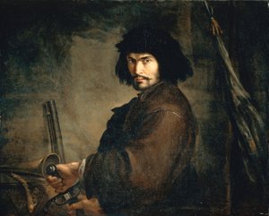 Savaşçı gibi giyinmiş otoportre, Salvator Rosa (1615-1673), tuval üzerine yağlıboya, 94x107 cm by Salvator Rosa