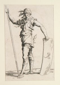 Mızraklı ve Kalkanlı Asker by Salvator Rosa