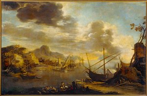 Salerno Körfezi (tuval üzerine yağlıboya) by Salvator Rosa