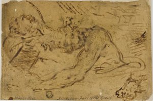 İki Boğuşma Figürü by Salvator Rosa
