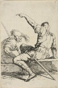 Alçak Kayalarda Oturan İki Savaşçı by Salvator Rosa