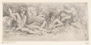 çömleği olan beş nehir tanrısı Tritonlar ve Nehir Tanrıları (dizi başlığı) by Salvator Rosa