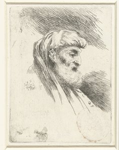 Sakallı yaşlı bir adamın başı Oryantal başlıklı kafalarla ilgili küçük bir çalışma (seri başlığı) by Salvatore Castiglione (signed by artist)