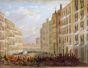 Risorgimento: “” Santa Brigida a Napoli mahallesindeki Barikatlar by Salvatore Fergola