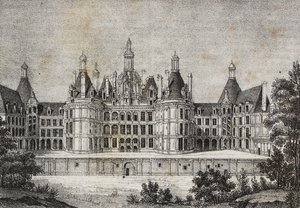 Chambord Kalesi, Fransa, Poliorama Pittoresco'dan Salvatore Puglia tarafından litografi, n 39, 6 Mayıs by Salvatore Puglia