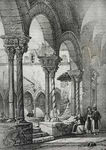 Cloister of Church of Saint Dominic, Palermo, Poliorama Pittoresco'dan Salvatore Puglia tarafından litografi, n 11, 23 Ekim by Salvatore Puglia
