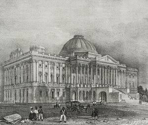 Washington, ABD'deki Capitol binasının cephesi, Poliorama Pittoresco'dan Salvatore Puglia tarafından litografi, n 42, 28 Mayıs by Salvatore Puglia
