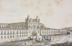 Alcobaca manastırının cephesi, Portekiz, Poliorama Pittoresco'dan Salvatore Puglia tarafından litografi, n 50, 19 Temmuz by Salvatore Puglia
