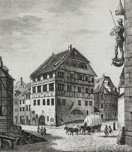 Albrecht Durer Evi (1471-1528), Nürnberg, Almanya, Poliorama Pittoresco'dan Salvatore Puglia tarafından litografi, n 31, 12 Mart