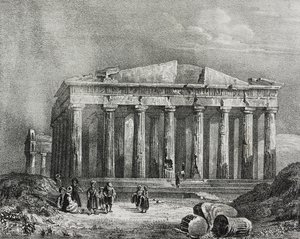 Parthenon, Atina Akropolü, Yunanistan, Poliorama Pittoresco'dan Salvatore Puglia tarafından litografi, n 32, Mart 19