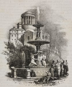 Prado çeşmesi, Madrid, İspanya, Poliorama Pittoresco'dan Salvatore Puglia tarafından litografi, n 39, 4 Mayıs by Salvatore Puglia