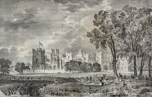 Raby Castle, Durham, İngiltere, Birleşik Krallık, Poliorama Pittoresco'dan Salvatore Puglia tarafından litografi, n 42, 27 Mayıs by Salvatore Puglia