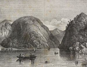Amerika Birleşik Devletleri, Lake George'daki Rogers pasajı, Poliorama Pittoresco'dan Salvatore Puglia tarafından litografi, n 33, Mart 25 by Salvatore Puglia