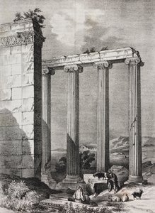 İon tapınağı kalıntıları Tchavdere, Küçük Asya, Poliorama Pittoresco'dan Salvatore Puglia tarafından litografi, n 37, 19 Nisan by Salvatore Puglia