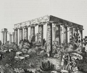 Panellenius Dağı'ndaki Apollon Tapınağı, Yunanistan, Poliorama Pittoresco'dan Salvatore Puglia'nın litografisi, n 40, 14 Mayıs by Salvatore Puglia