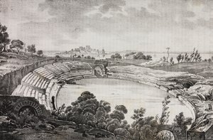 Syracuse amfitiyatrosu, Sicilya, İtalya, Poliorama Pittoresco'dan Salvatore Puglia tarafından litografi, n 7, Eylül 21 by Salvatore Puglia