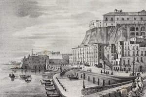 Borgo Santa Lucia'nın görünümü, Napoli, Campania, İtalya, Poliorama Pittoresco'dan Salvatore Puglia tarafından litografi, n 36, 15 Nisan by Salvatore Puglia
