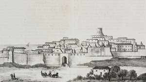 Crotone'nin görünümü, Calabria, İtalya, Poliorama Pittoresco'dan Salvatore Puglia tarafından litografi, n 12, 26 Ekim by Salvatore Puglia