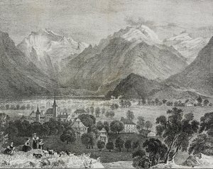 Interlaken'in görünümü, İsviçre, Poliorama Pittoresco'dan Salvatore Puglia tarafından litografi, n 36, 16 Nisan by Salvatore Puglia