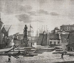 Livorno rıhtımının görünümü, Toskana, İtalya, Poliorama Pittoresco'dan Salvatore Puglia tarafından litografi, n 38, 26 Nisan by Salvatore Puglia