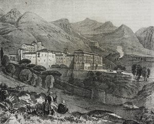 Palermo, Sicilya, İtalya yakınlarındaki San Martino delle Scale manastırının görünümü, Poliorama Pittoresco'dan Salvatore Puglia tarafından litografi, n 47, 2 Temmuz by Salvatore Puglia