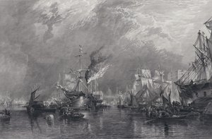 Londra Limanı (gravür) by Samuel (after) Bough