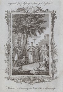 Berinus Saksonları Hıristiyanlığa Dönüştürüyor (gravür) by Samuel (after) Wale