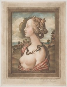 Simonetta Vespucci, c.1900 (krem dokuma kağıt üzerinde renkli mezzotint)