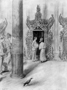 Galler Prensi ve Prensesi Kral Theebaws sarayında, Mandalay, Burma, 1906