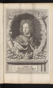 Portret van Karel XI van Zweden Charles XI, Gotların ve Vandalların Kralı (nesne üzerindeki başlık) Antik ve Modern İsveç (dizi başlığı) by Samuel Blesendorf