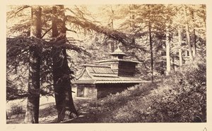 Simla; Şelale Yakınında Tapınak by Samuel Bourne