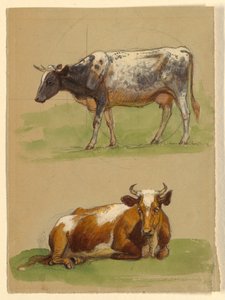 Sığır, Yürüyen İnek ve Çömelmiş İnek by Samuel Colman