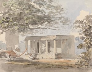 Hindistan'da Bir Bungalova Giren Avrupalı Bir Beyefendi by Samuel Davis