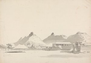 Arkasındaki Tepelerde Kaleler Olan Askeri Kamp by Samuel Davis