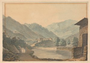 Binalar ve Nehir ile Dağlık Sahne by Samuel Davis