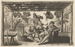 Bir ahırda üç içki ve sigara çiftçi by Samuel Donnet