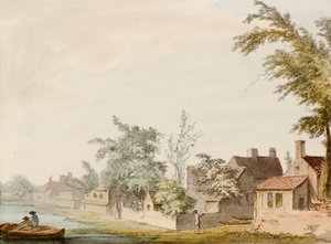 Göl kenarında bir köy by Samuel Hieronymous Grimm